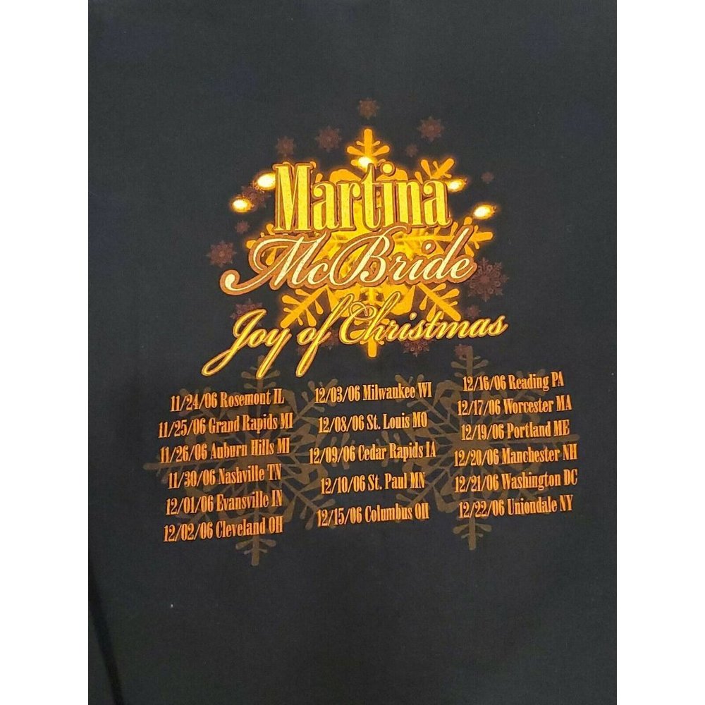 Martina McBride 2006 Tour Joy of Christmas Country T-Shirt, Adult Medium, Black - Picture 3 of 4
